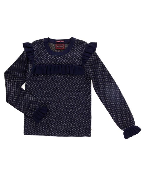 Pull à volants bleu marine
