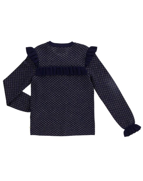 Pull à volants bleu marine