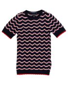 Top en maille Vague bleu/rouge