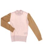 Pull fin rose/beige