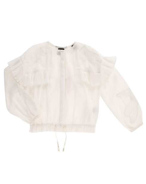 Blouse à volants et dentelle écrue