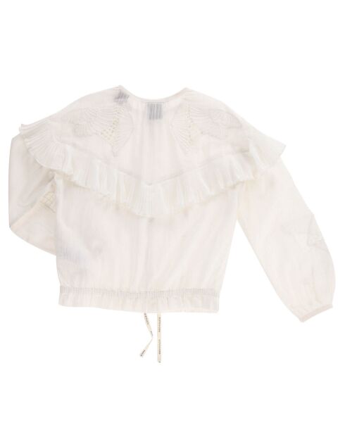 Blouse à volants et dentelle écrue
