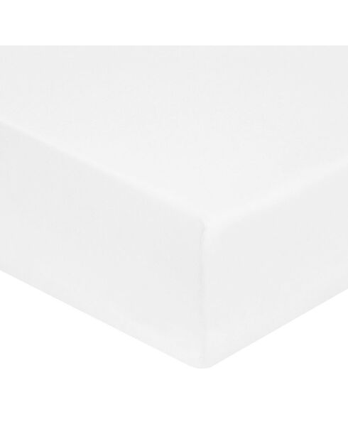 Drap housse 100% Percale de Coton bonnet 30 cm blanc