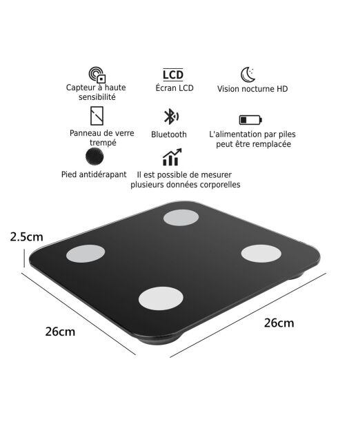 Balance numérique bluetooth noire