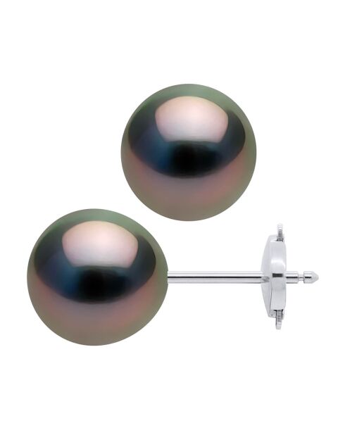 Prestige oorbellen in witgoud en ronde Tahitiaanse parels