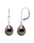 Boucles d'Oreilles en Or Blanc & Perles de Tahiti poires