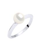 Runder Süßwasserperlenring aus Weißgold und Naturweiß