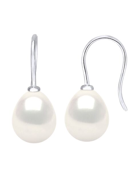 Boucles d'oreilles en Argent & Perles d'Eau Douce poires blanc naturel
