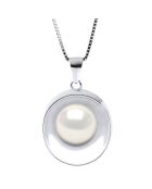 Collier en Argent & Perle d'Eau Douce bouton blanc naturel