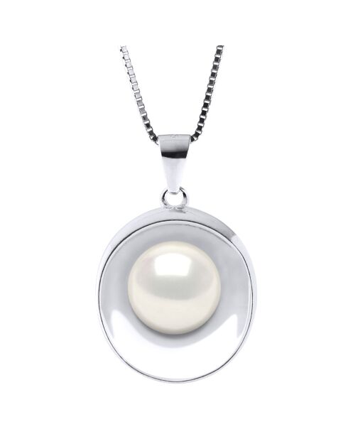 Collier en Argent & Perle d'Eau Douce bouton blanc naturel