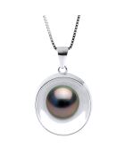 Silberne Halskette und runde Tahiti-Perle