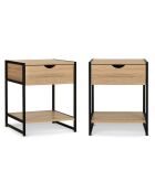 2 Tables de chevets memphis bois/noir - 40x40x50 cm