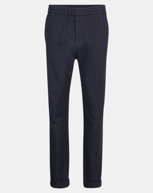 Ray marineblauwe broek van elastische wolmix met trekkoord