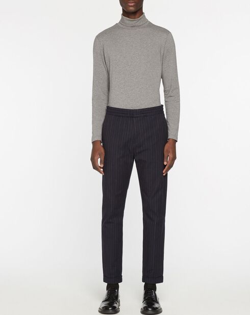 Ray marineblauwe broek van elastische wolmix met trekkoord