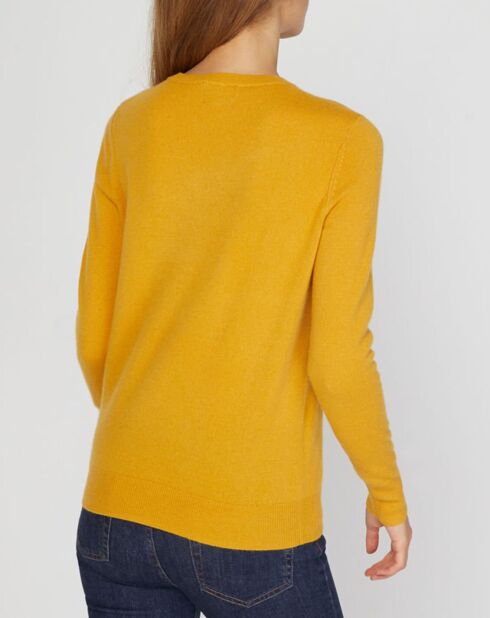 Pull 100% Cachemire Nabri col rond jaune