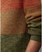 Pull Coton Mouliné orange/vert
