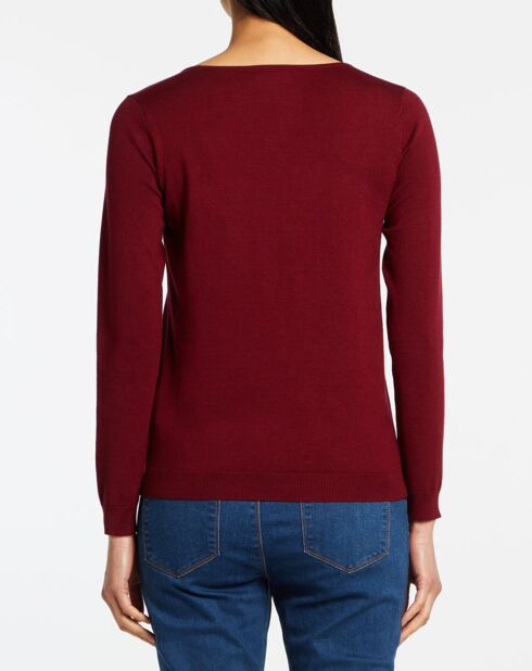 Pull en Maille fine col rond Fya bordeaux