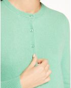 Cardigan 100% Cachemire Yacao col rond vert