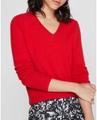 Pull 100% Cachemire Nocon col V rouge