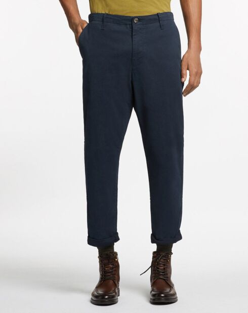 Bedford cropped marineblauwe chinobroek