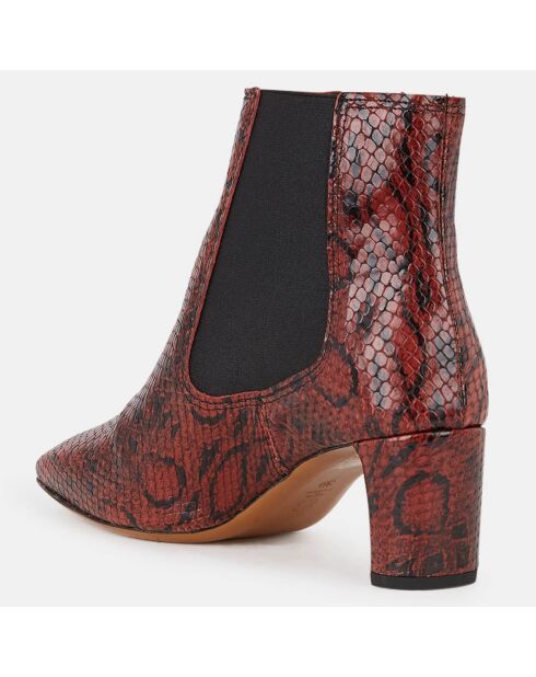 Dreami Snake Chelsea-Stiefel aus haselnussfarbenem Leder — 6 cm Absatz