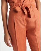 Pantalon carotte en 100% Lin rouille
