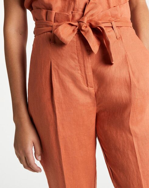 Pantalon carotte en 100% Lin rouille