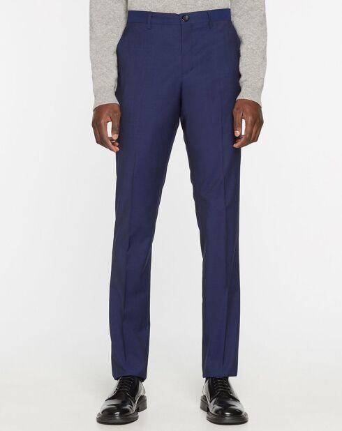 Pantalon de Costume en Laine mélangée Uni bleu