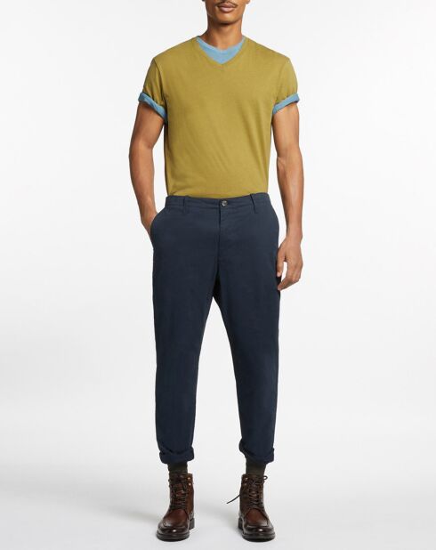 Bedford cropped marineblauwe chinobroek