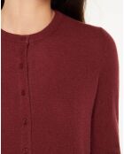 Cardigan 100% Cachemire Yacao col rond rouge foncé