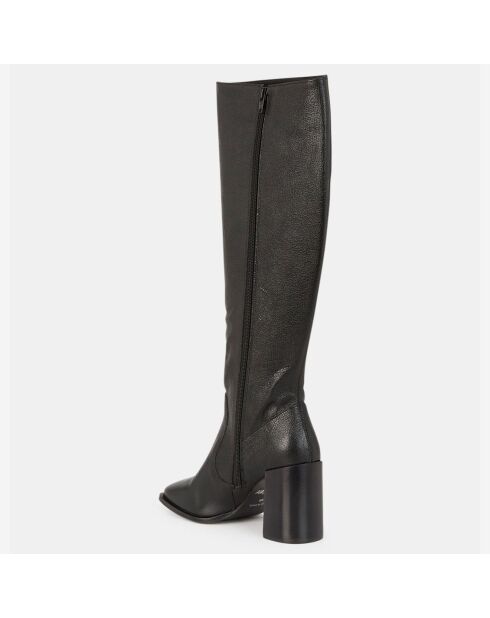 Bottes en Cuir grainé noires - Talon 9 cm