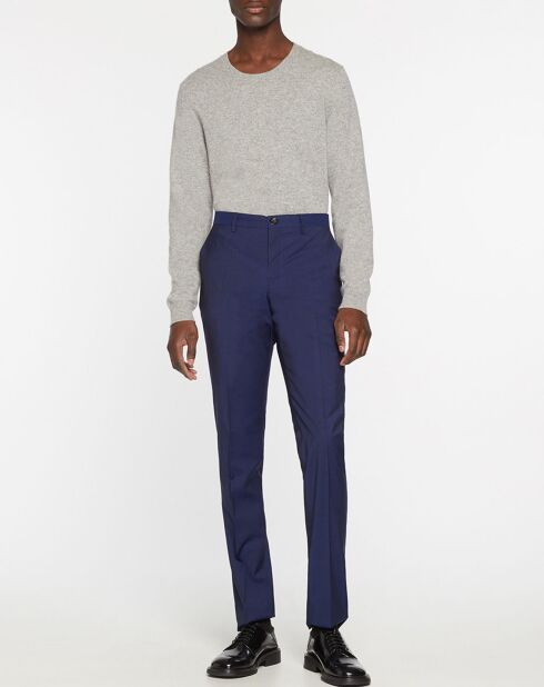 Pantalon de Costume en Laine mélangée Uni bleu