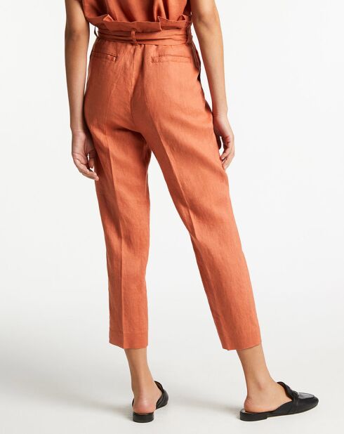Pantalon carotte en 100% Lin rouille
