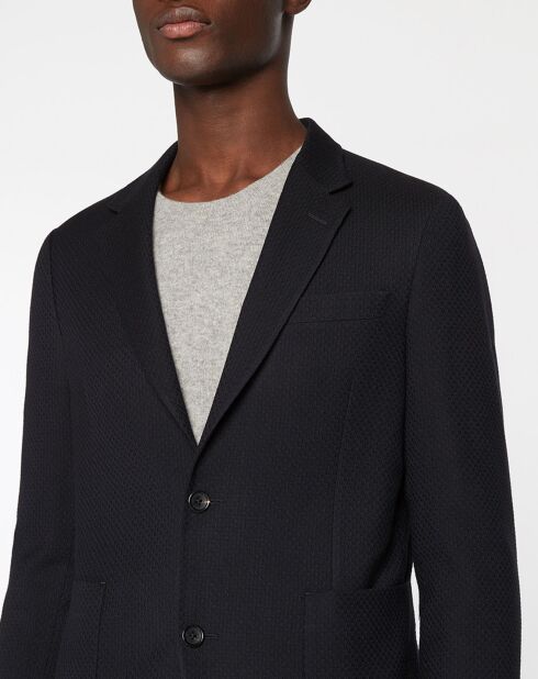 Veste en Laine & Cachemire mélangés Unlined Gauffre bleu nuit