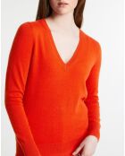 Pull 100% Cachemire Zocon col V orange