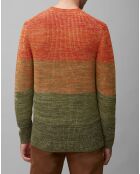 Pull Coton Mouliné orange/vert