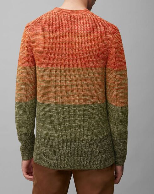 Pull Coton Mouliné orange/vert