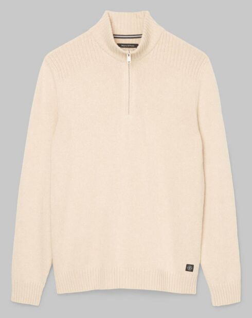 Pull Camionneur en Laine & Coton  écru