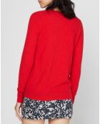 Pull 100% Cachemire Nocon col V rouge