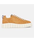 Sneakers en Velours de Cuir Odessa camel