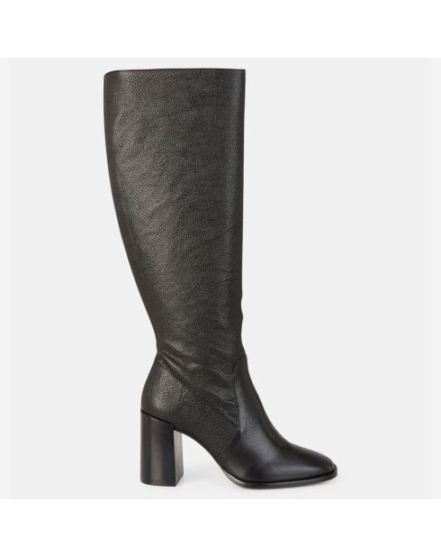 Bottes en Cuir grainé noires - Talon 9 cm