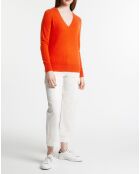 Pull 100% Cachemire Zocon col V orange