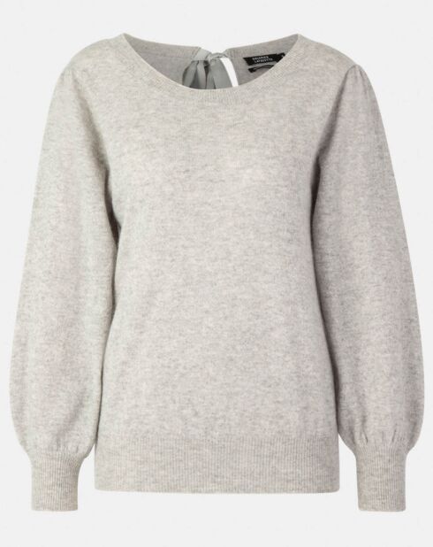 Pull 100% Cachemire Yoshi noeud au dos col bateau gris clair