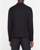 Veste en Laine & Cachemire mélangés Unlined Gauffre bleu nuit