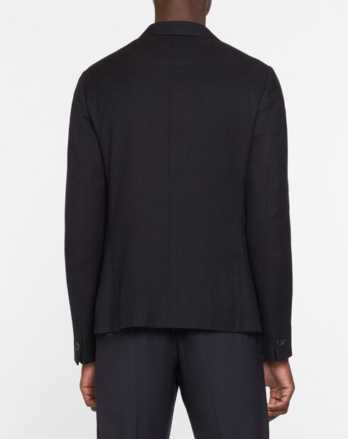 Veste en Laine & Cachemire mélangés Unlined Gauffre bleu nuit