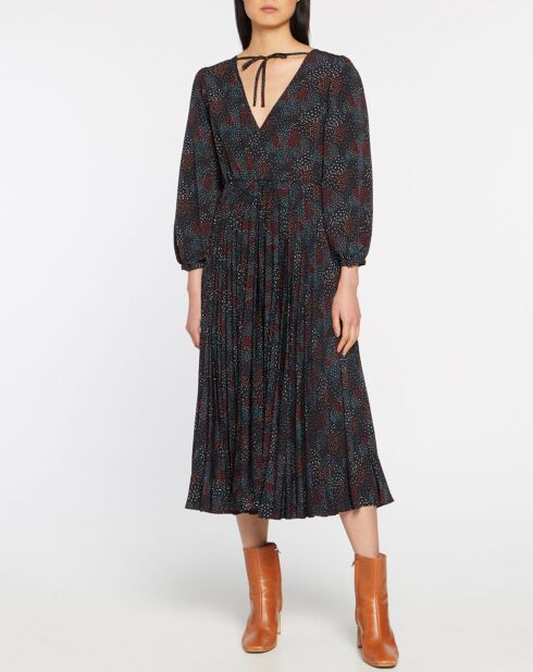 Robe longue et plissée Gaia noire