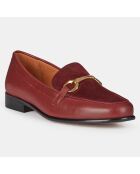 Mocassins bi-matières en Cuir à mors bordeaux