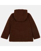 Manteau en Fausse Fourrure marron