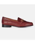 Mocassins bi-matières en Cuir à mors bordeaux