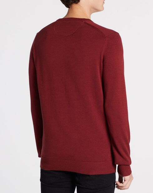 Pull en Coton Bio col V Jersey bordeaux